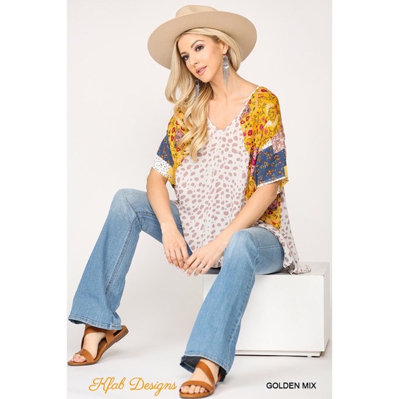 ❤️LAST 1! V Neck Boho Floral/Leopard Hi- Lo Top! - Picture 5 of 7